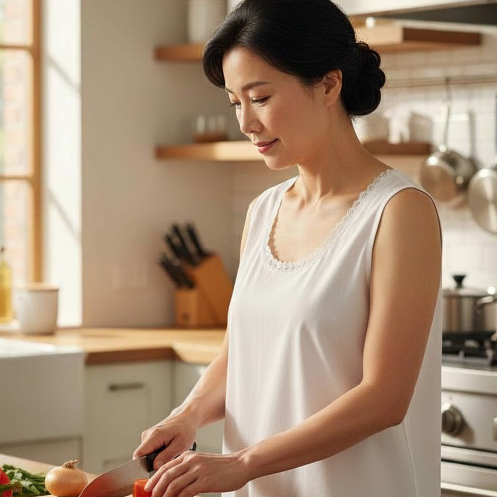 MIT台灣製 100%純棉竹紗 超薄透氣 女背心(白)