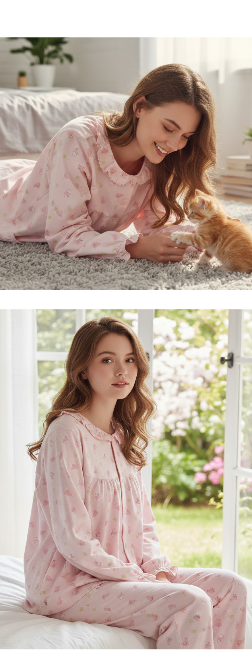 萌感小雞 柔軟舒眠棉質 睡衣睡褲成套組(粉色)