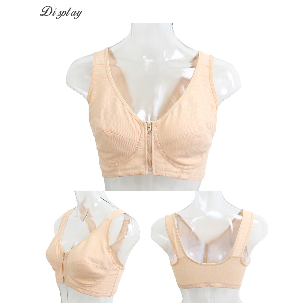 前開式拉鍊 絲棉透氣內衣 38-46 CD罩杯(膚)
