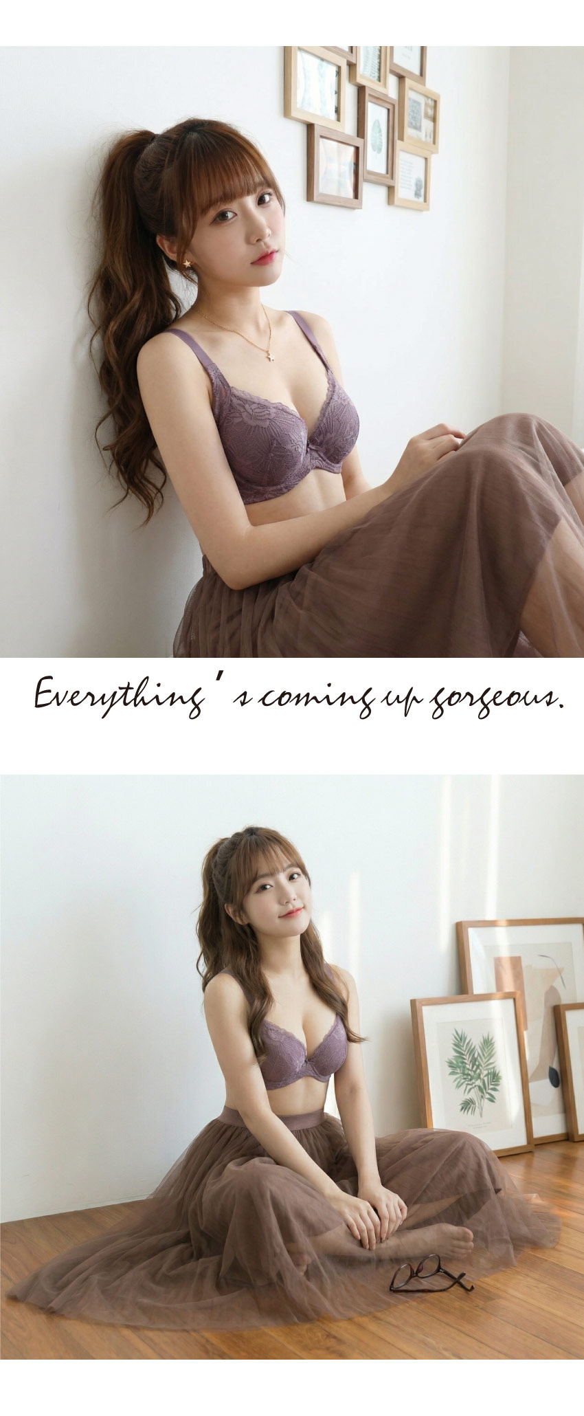 花綻 軟鋼圈 深V低脊心包覆機能型內衣D罩杯(芋紫色)