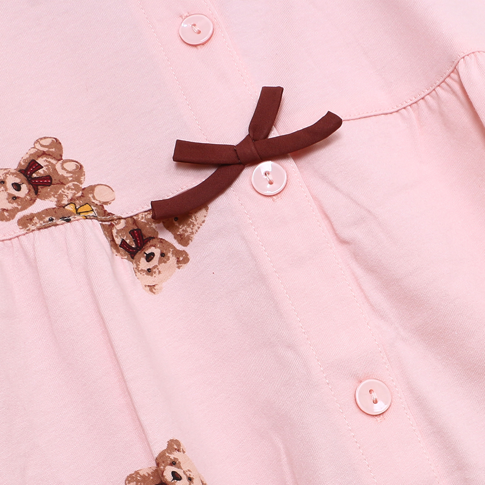 熱戀熊熊 柔軟舒眠棉質 睡衣睡褲成套組(粉)