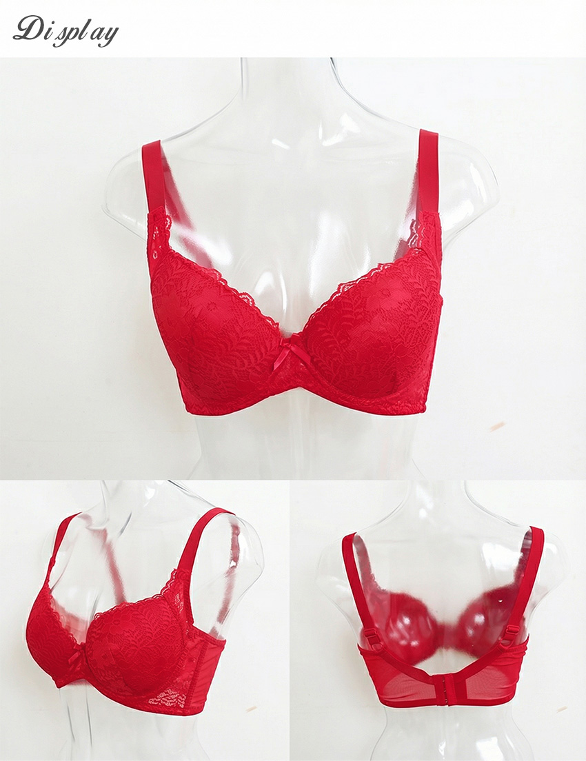 花蕊 軟鋼圈 深V低脊心包覆機能型內衣D罩杯(紅)