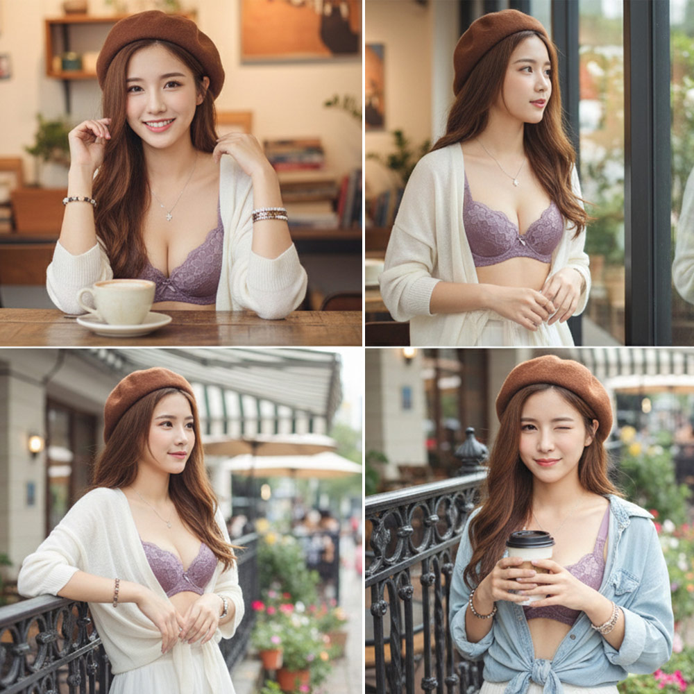 花蕾 軟鋼圈 深V低脊心包覆機能型內衣B罩杯(芋紫色)