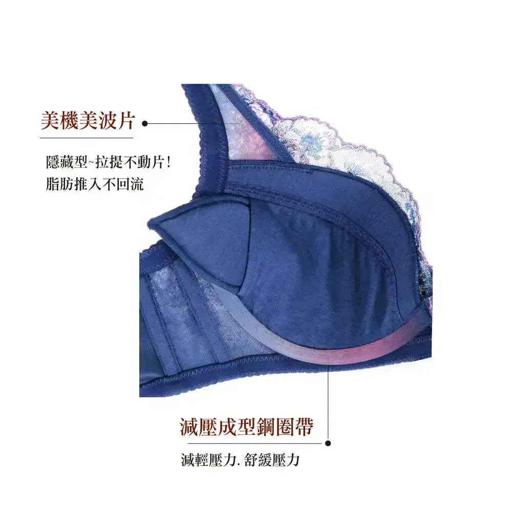 【深罩杯】夢幻魔提・直立棉機能透氣內衣BCDE罩杯(紫繡球)