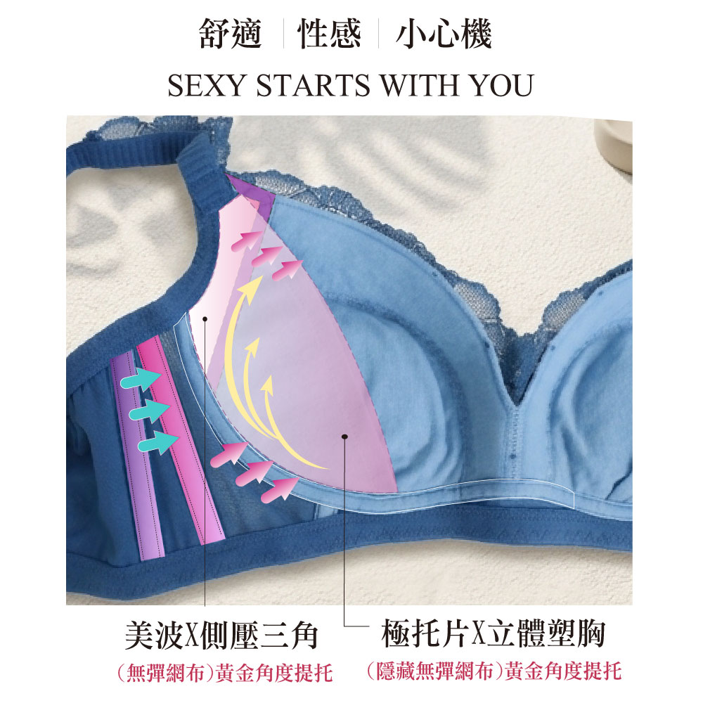 美波 玻尿酸 無鋼圈機能內衣BCDE罩杯(水潤粉)