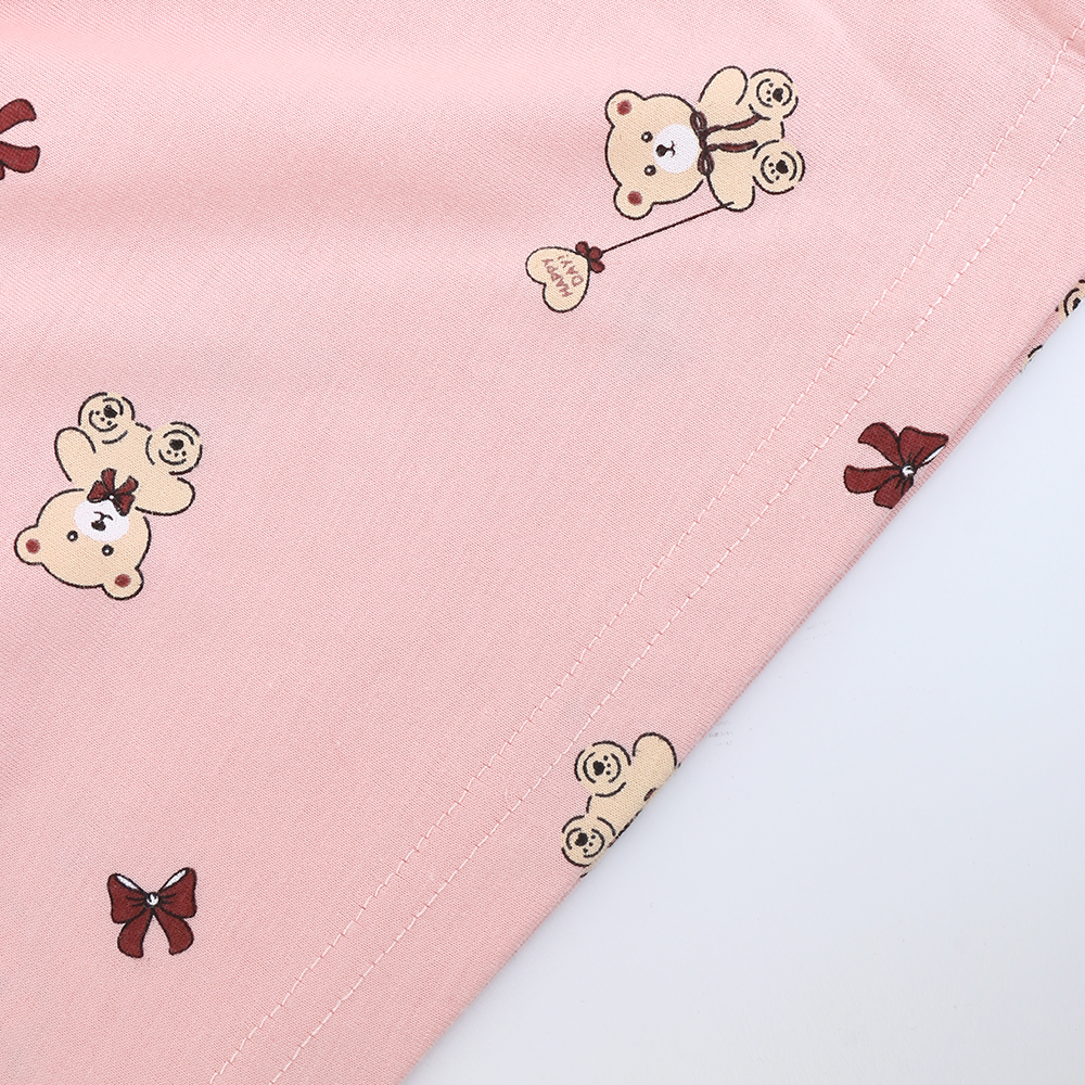 掬米熊熊 柔軟舒眠棉質 睡衣睡褲成套組(粉)