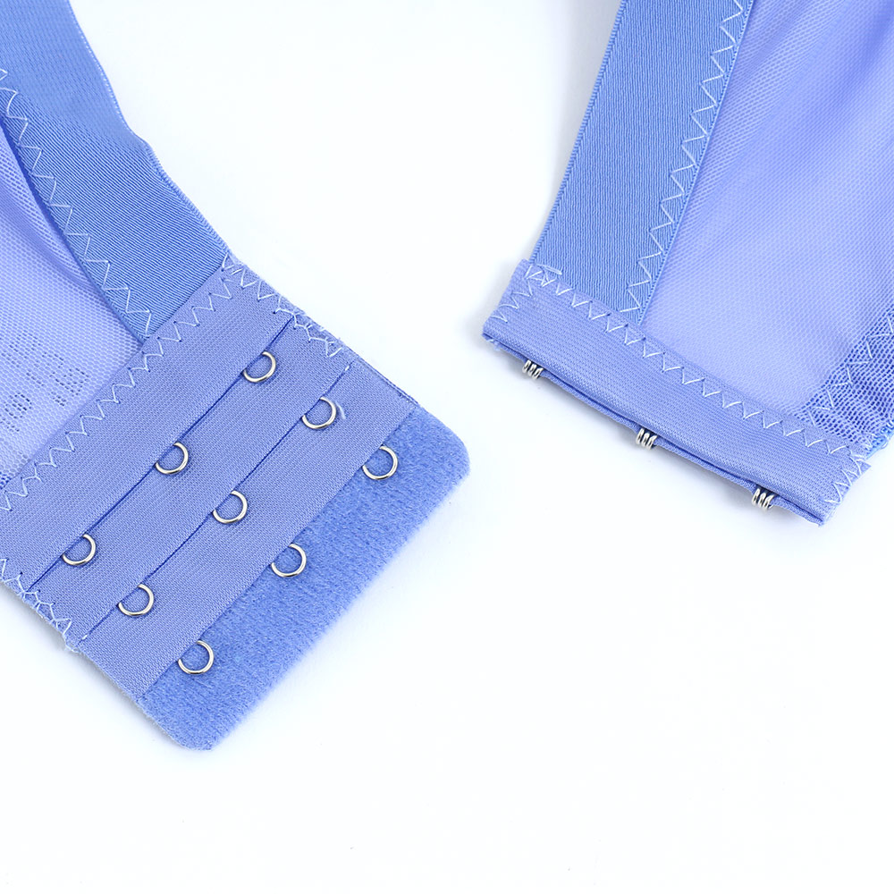 花語 軟鋼圈 深V低脊心包覆機能型內衣D罩杯(藍)