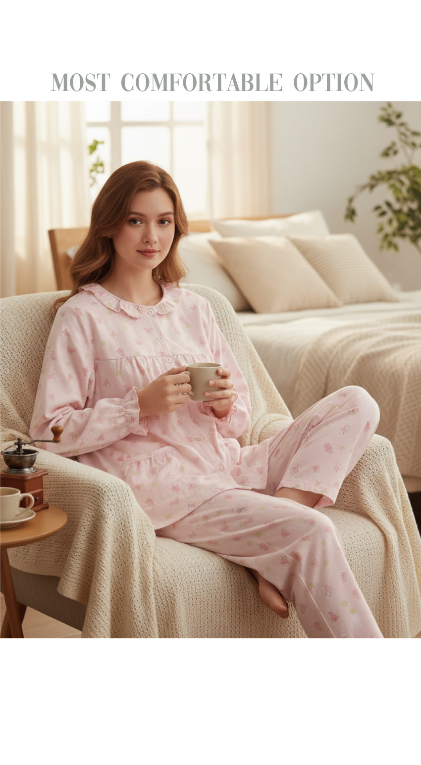 萌感小雞 柔軟舒眠棉質 睡衣睡褲成套組(粉色)