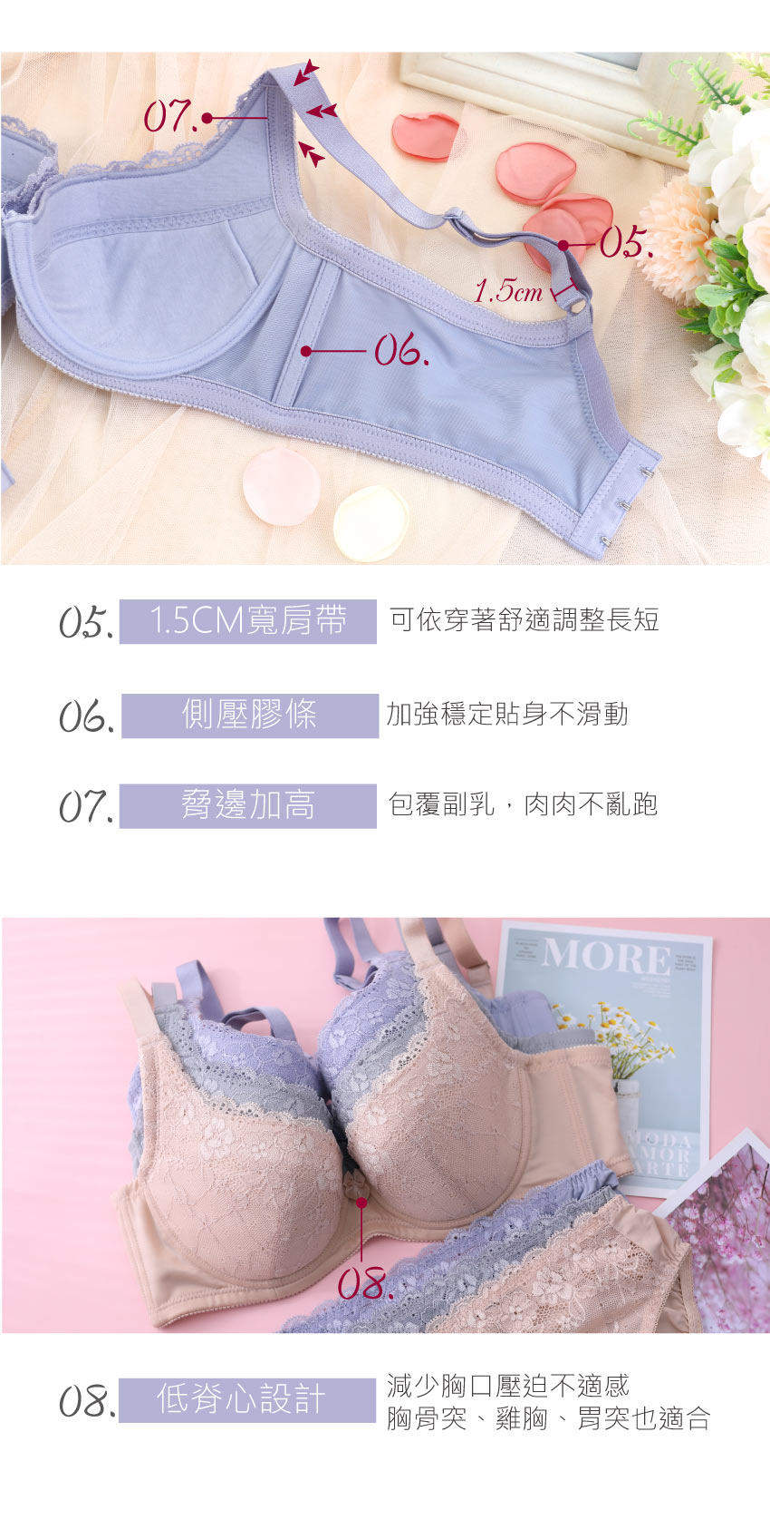 祕密花園．綻放 深V系列內衣BCD罩杯(裸膚)