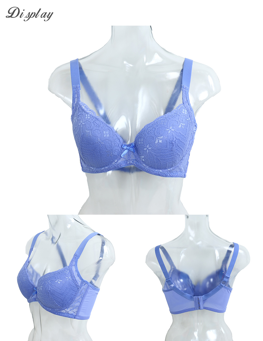 花語 軟鋼圈 深V低脊心包覆機能型內衣D罩杯(藍)