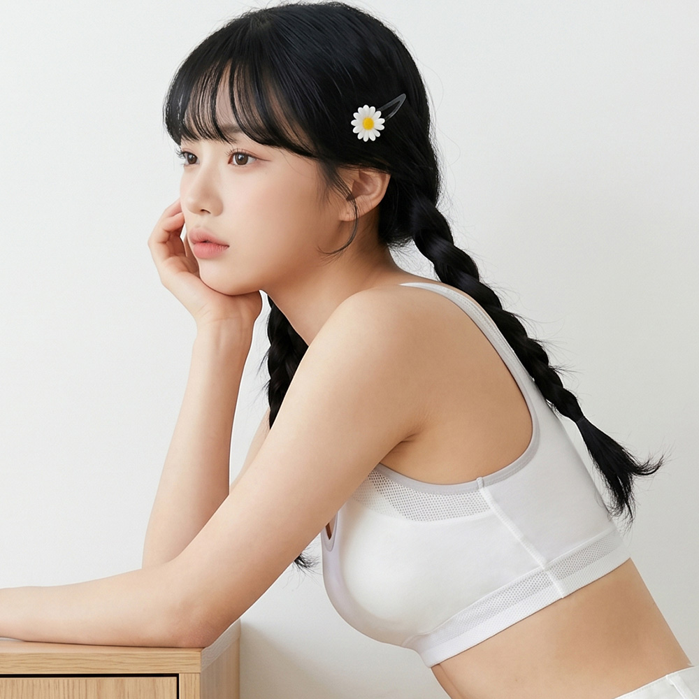 輕氧柔透 純棉 背心式少女內衣(香檳)