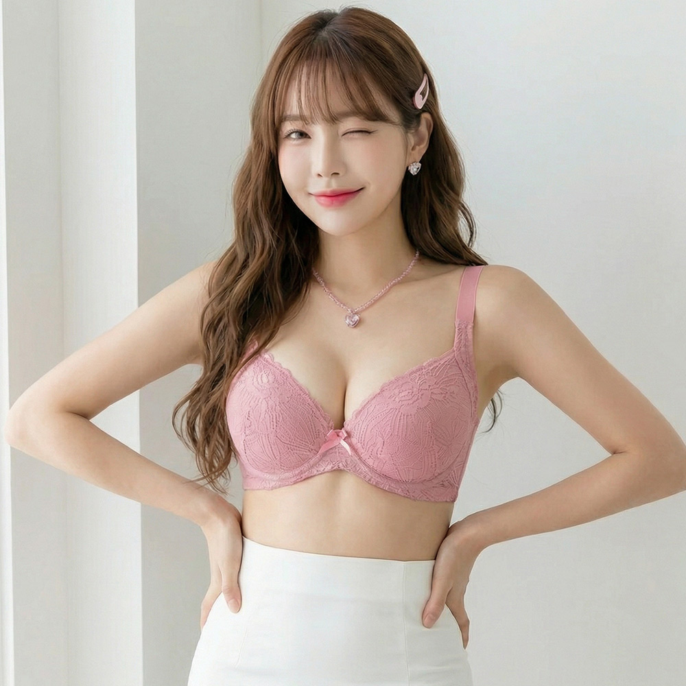 花綻 軟鋼圈 深V低脊心包覆機能型內衣D罩杯(豆沙色)