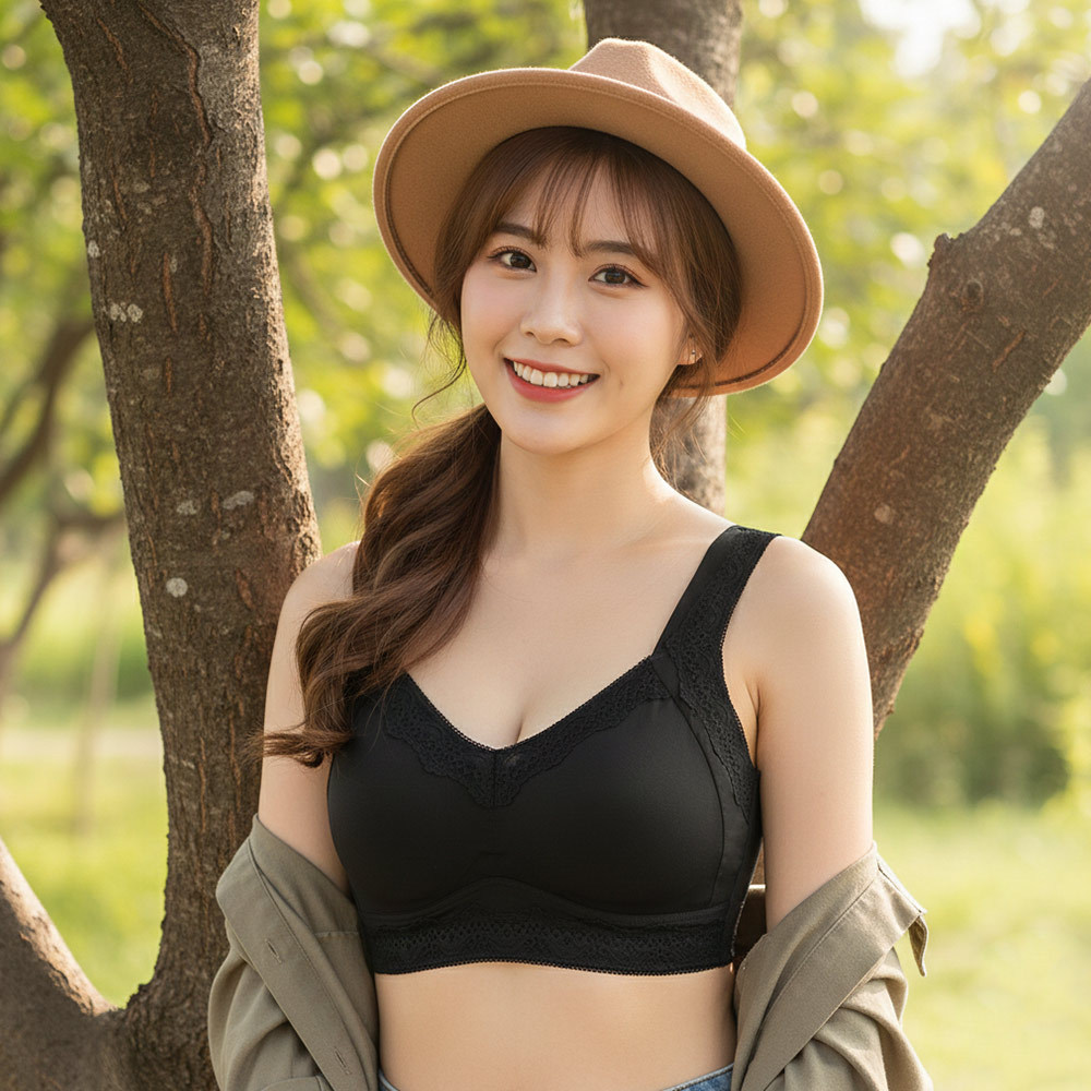 24H透氣睡眠竹炭無鋼圈內衣 M.L.XL.2XL(黑)