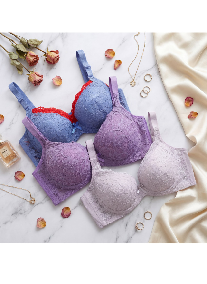 花芯 軟鋼圈 深V低脊心包覆機能型內衣C罩杯(紅)