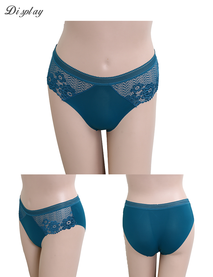 低腰 無痕性感蕾絲透膚貼身褲 (隨機色) 3件組