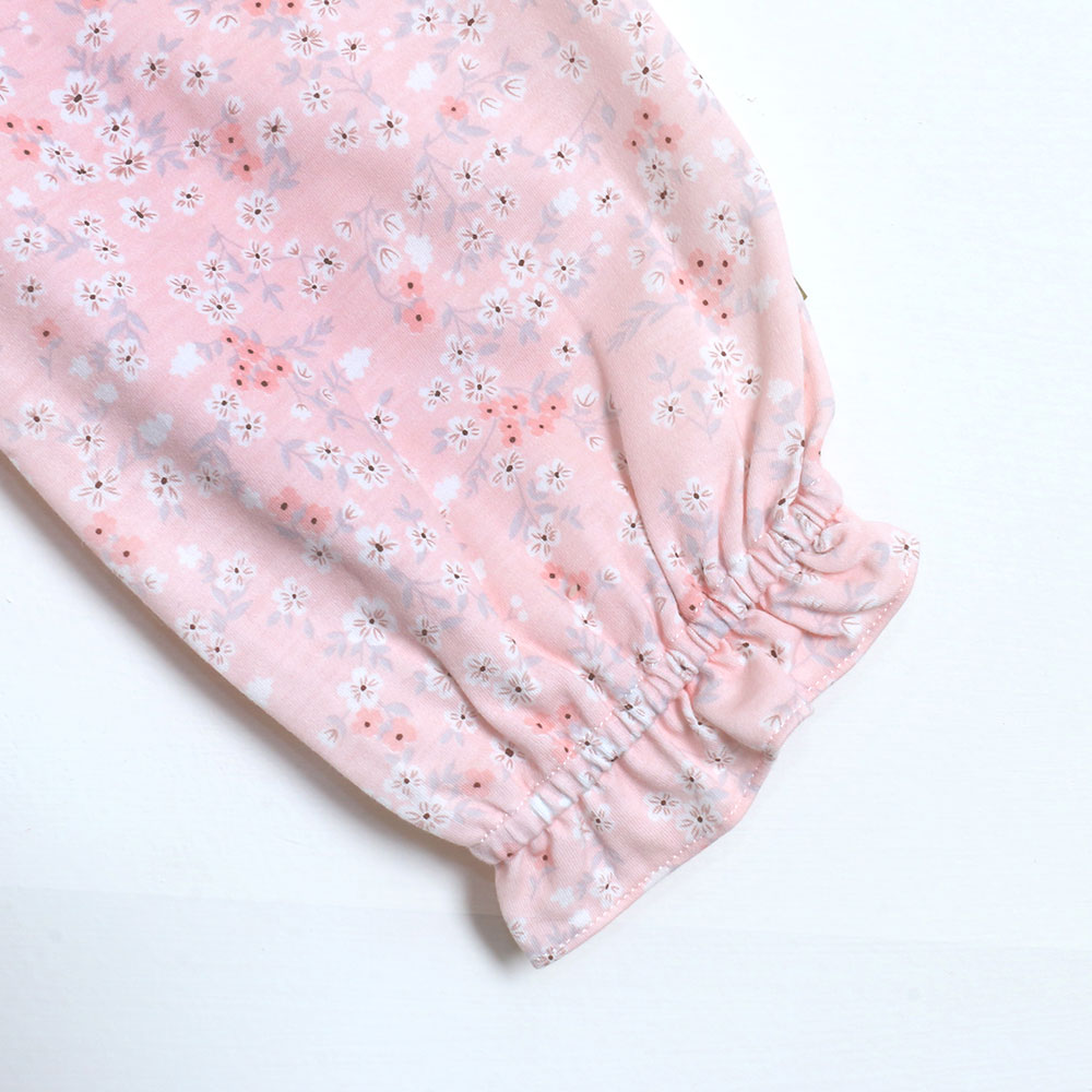 田園小花 柔軟舒眠棉質 連身裙睡衣(粉色)