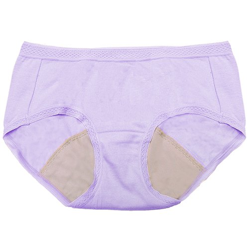 素色防漏中低腰平口生理褲(紫)