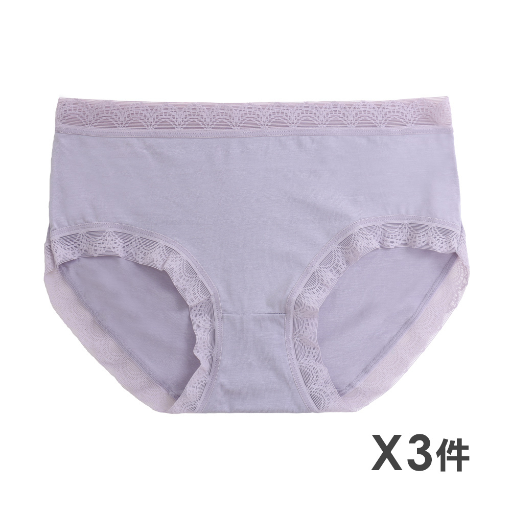 寶貝甜心 低腰柔嫩嬰兒棉 蕾絲花邊三角褲3件組(隨機色)