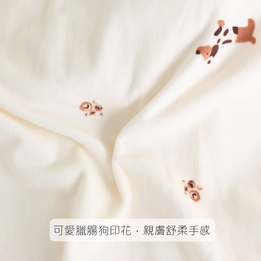 舒柔軟萌臘腸狗 睡衣睡褲成套組(米白)