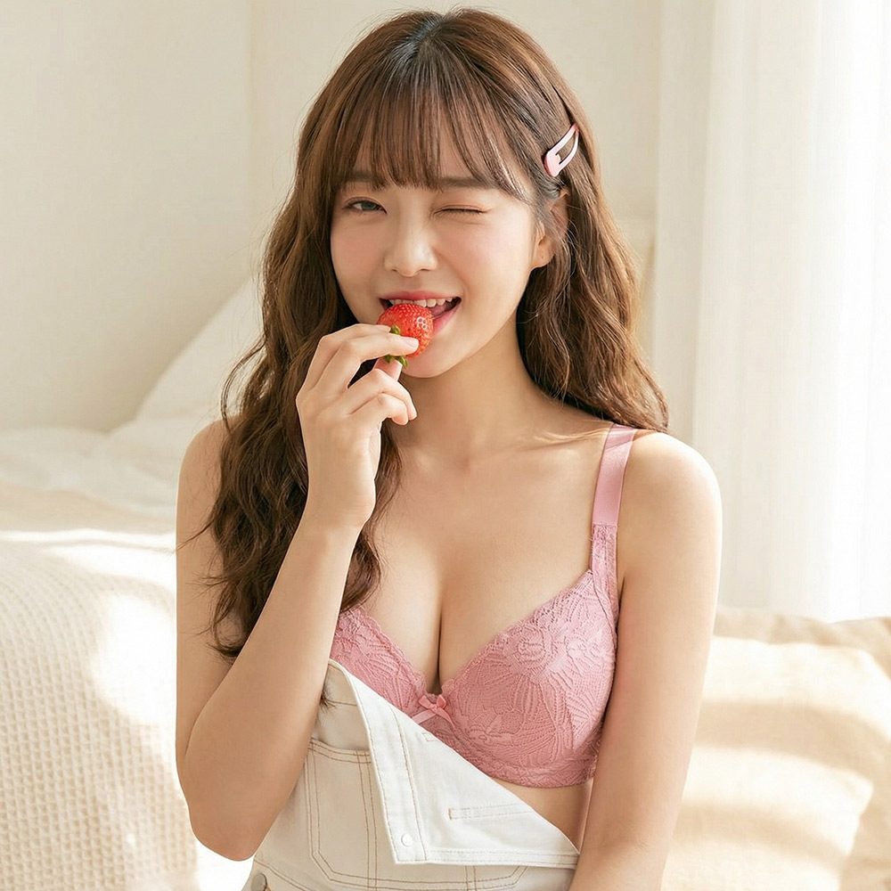 花綻 軟鋼圈 深V低脊心包覆機能型內衣D罩杯(豆沙色)