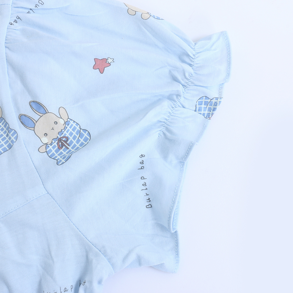 睡萌聚落 柔軟舒眠棉質 連身裙睡衣(藍)