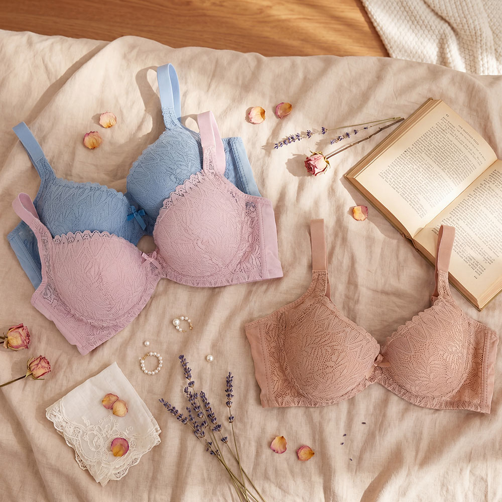 花漾 軟鋼圈 深V低脊心包覆機能型內衣C罩杯(粉)