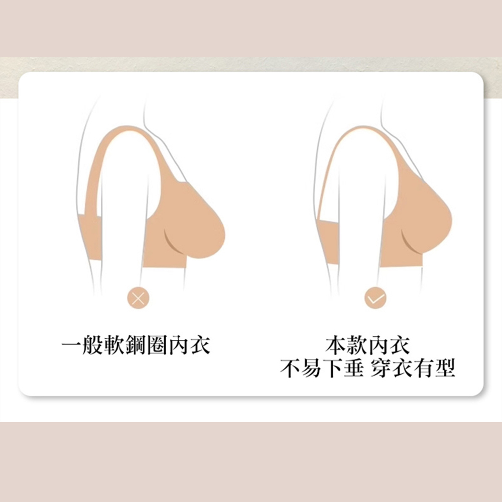 貝殼棉杯 深V低脊心 無痕 無鋼圈內衣(奶茶色)