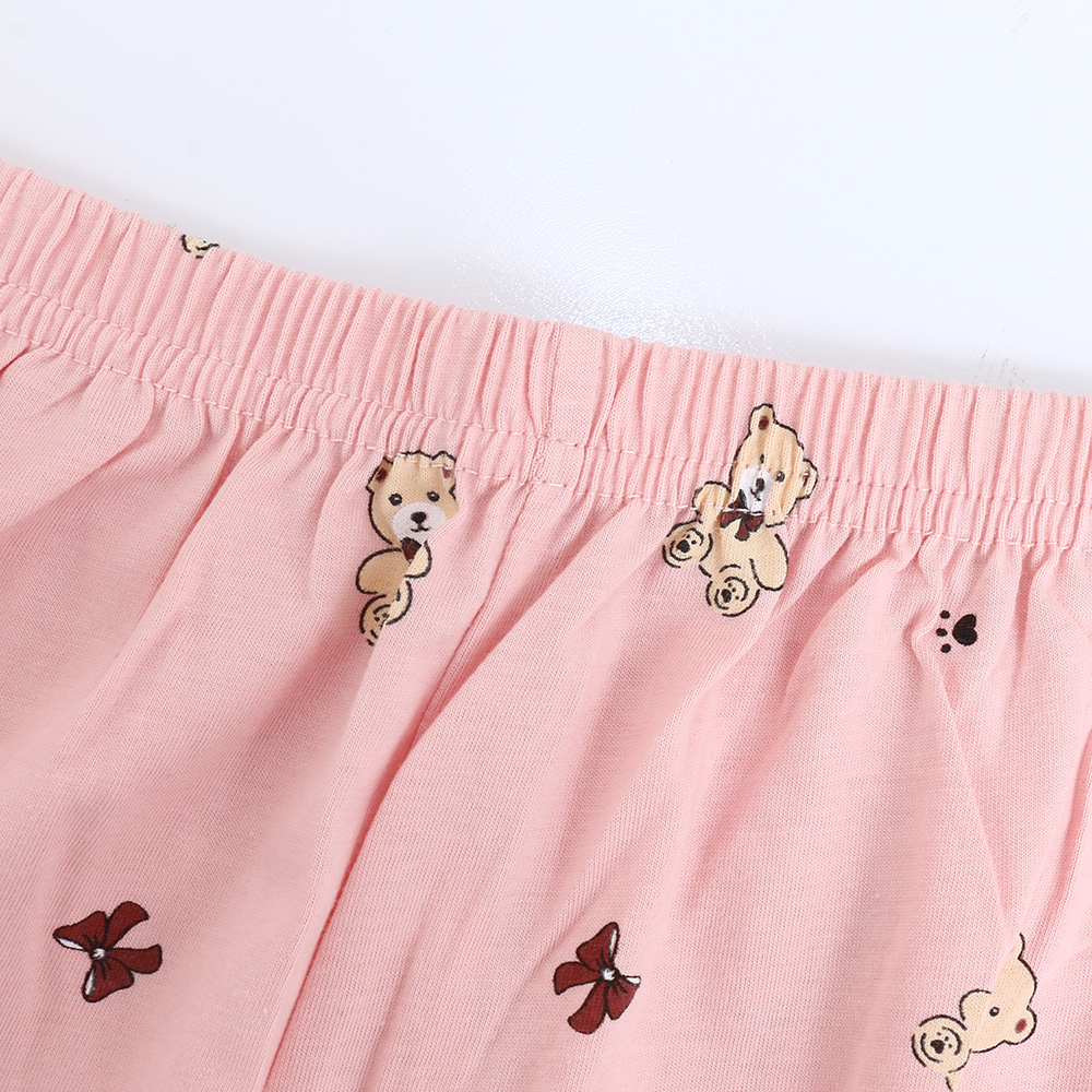 掬米熊熊 柔軟舒眠棉質 睡衣睡褲成套組(粉)