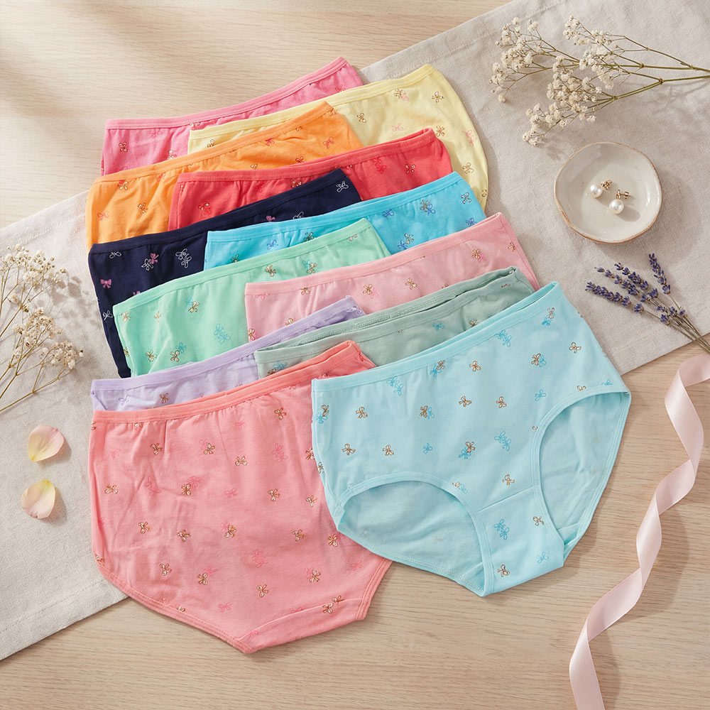 繽紛少女貼身三角褲 12件組(隨機款 隨機色)