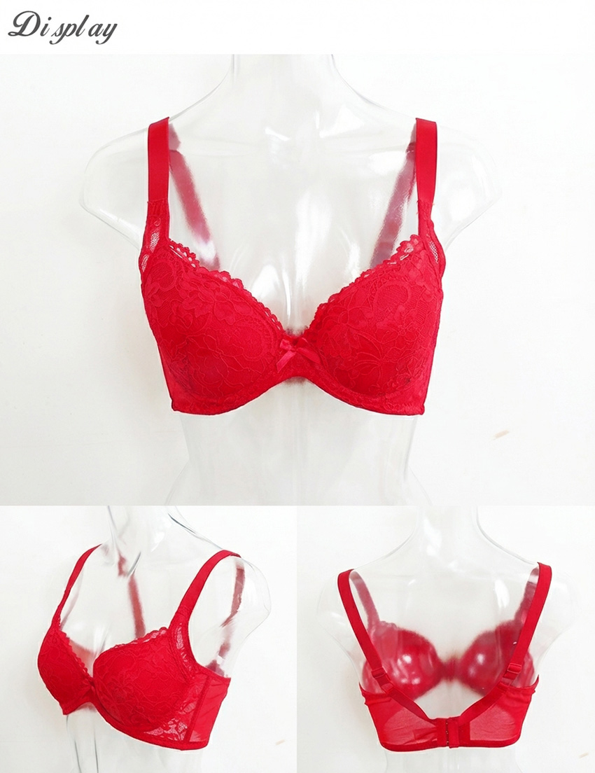 花芯 軟鋼圈 深V低脊心包覆機能型內衣C罩杯(紅)