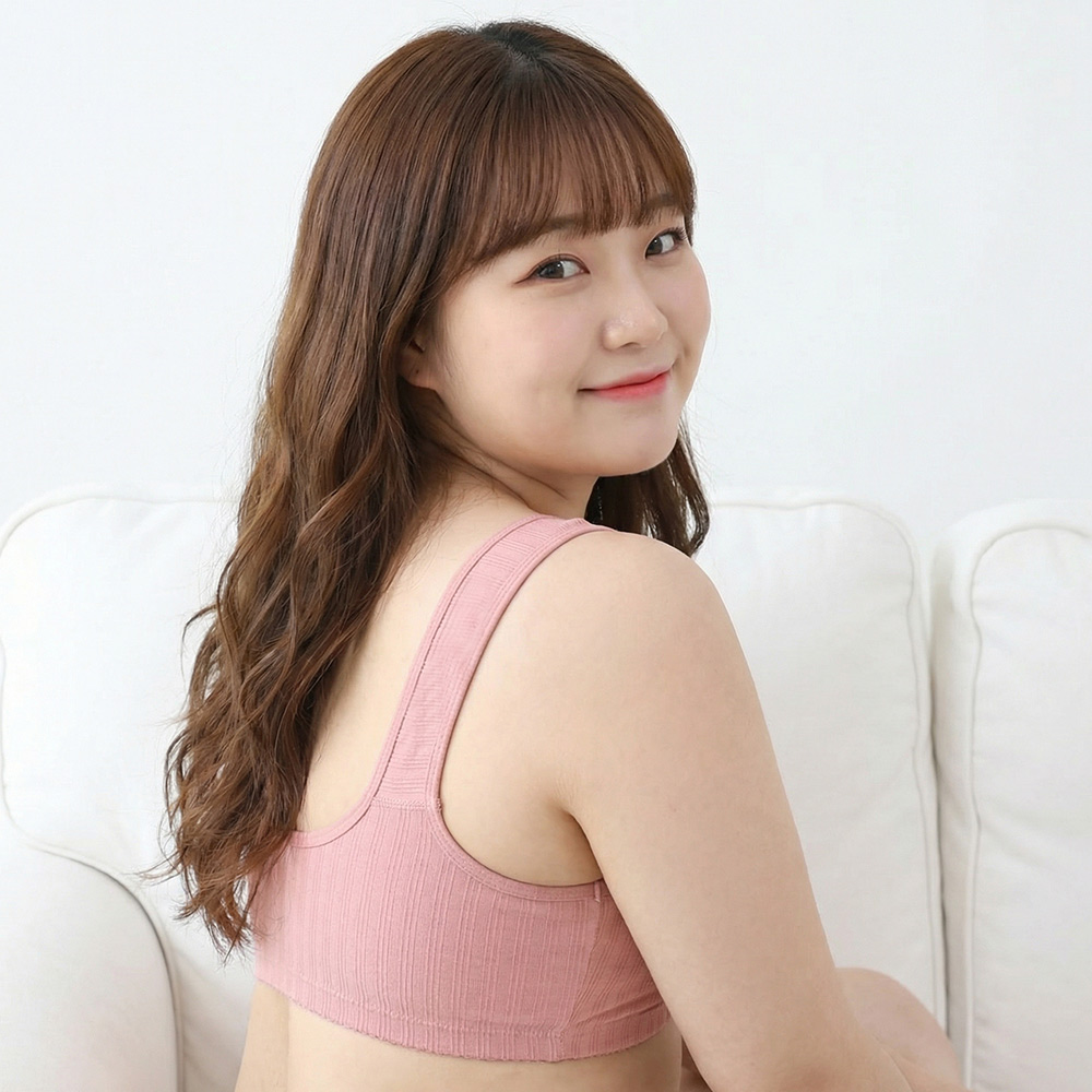 前開式拉鍊 絲棉透氣內衣 38-46 CD罩杯(豆沙色)