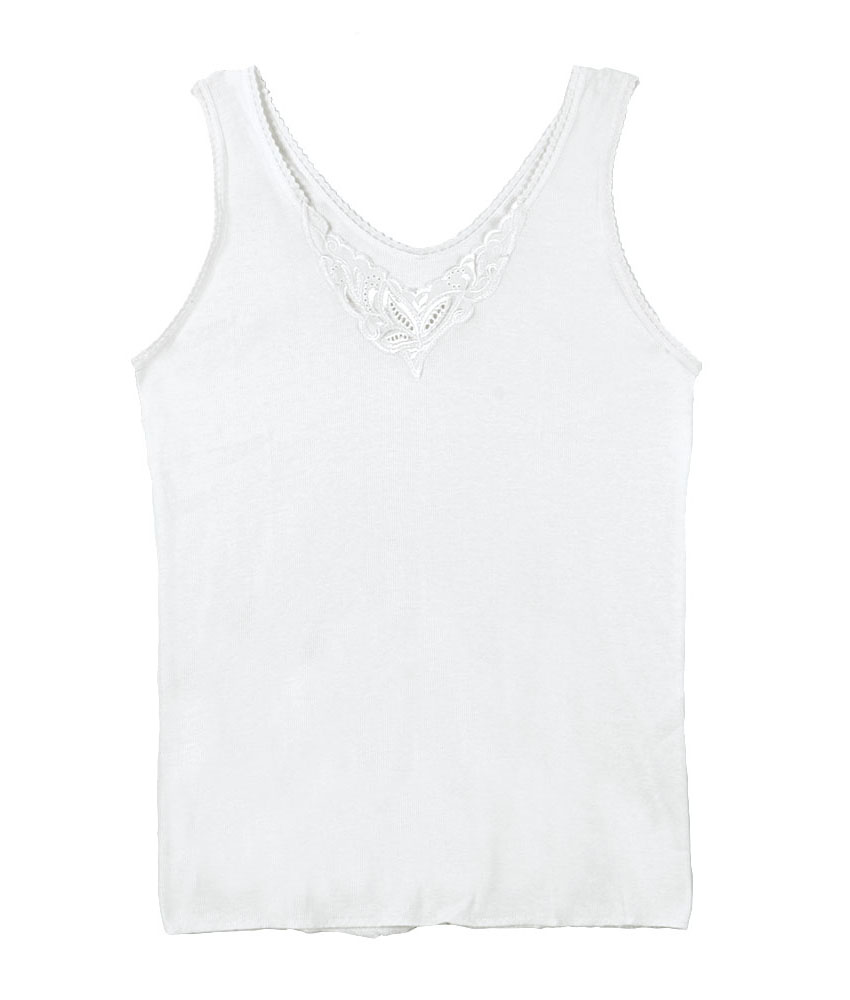 精緻花寬版背心(香檳) 台灣製