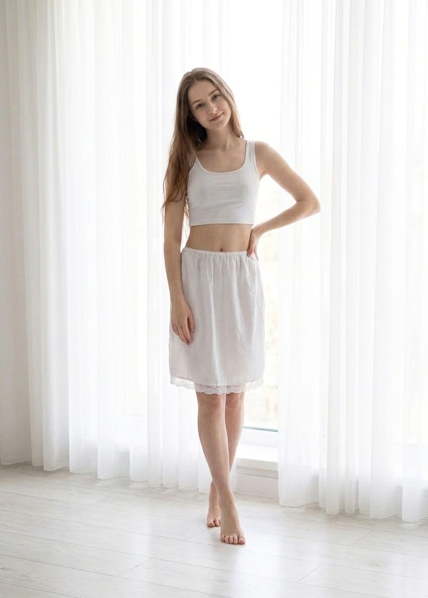 MIT舒適棉質套裙(白)(防走光襯裙)