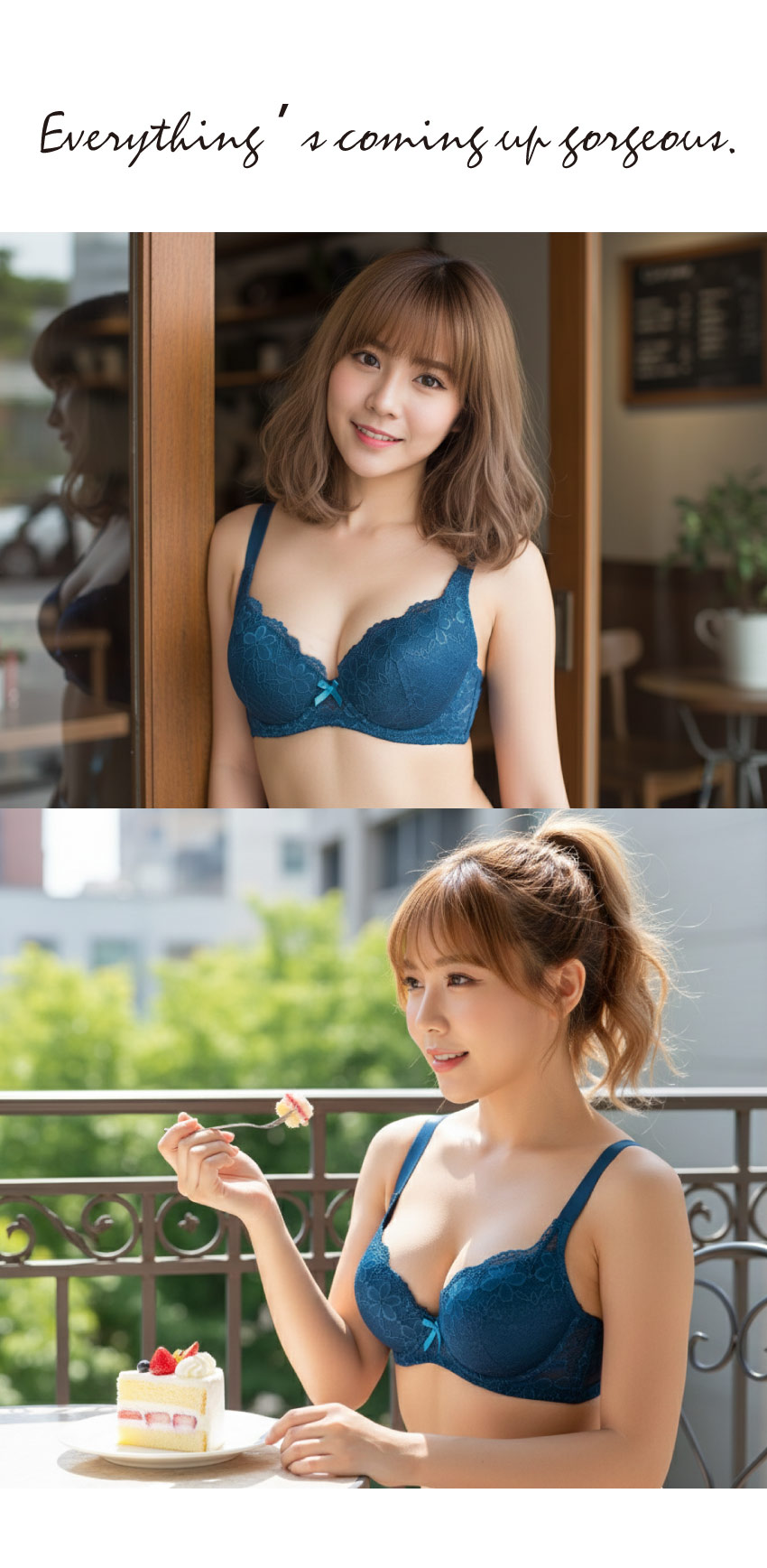 花蕾 軟鋼圈 深V低脊心包覆機能型內衣B罩杯(藍綠色)