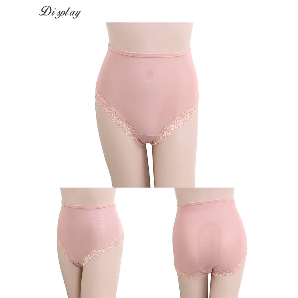 石墨烯 性感透膚 高腰網紗三角褲 3件組(隨機色) 加大碼