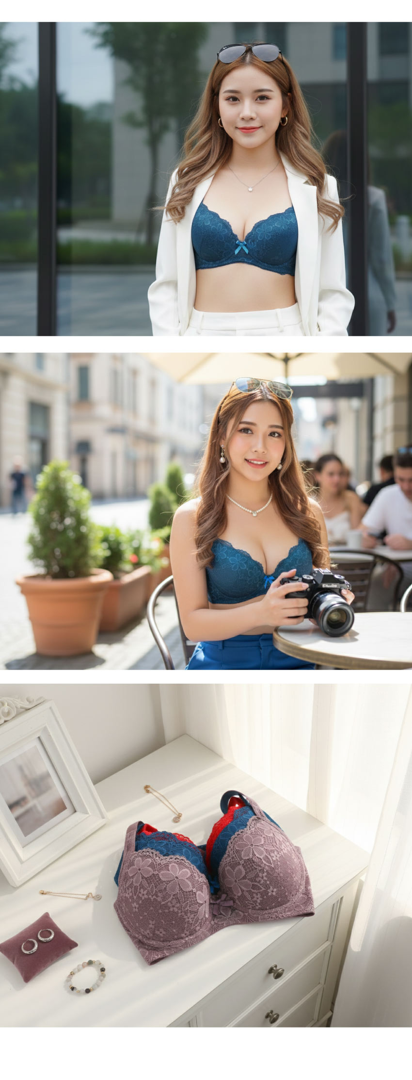 花蕾 軟鋼圈 深V低脊心包覆機能型內衣B罩杯(藍綠色)