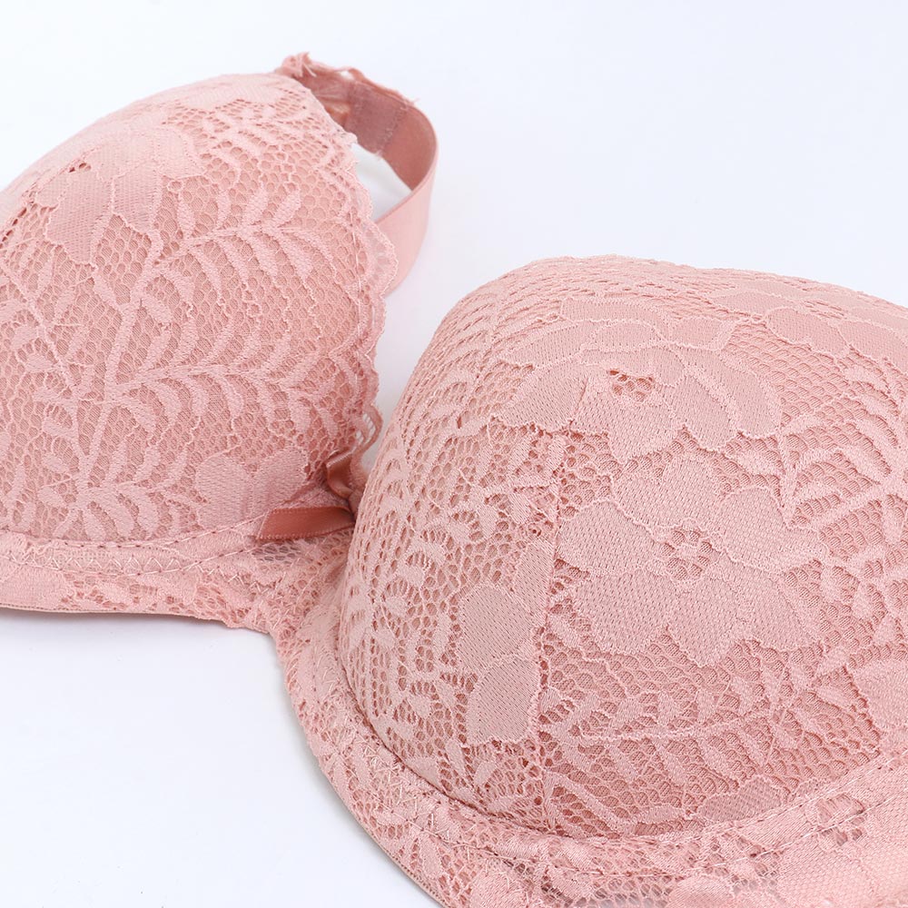 花蕊 軟鋼圈 深V低脊心包覆機能型內衣D罩杯(裸粉色)