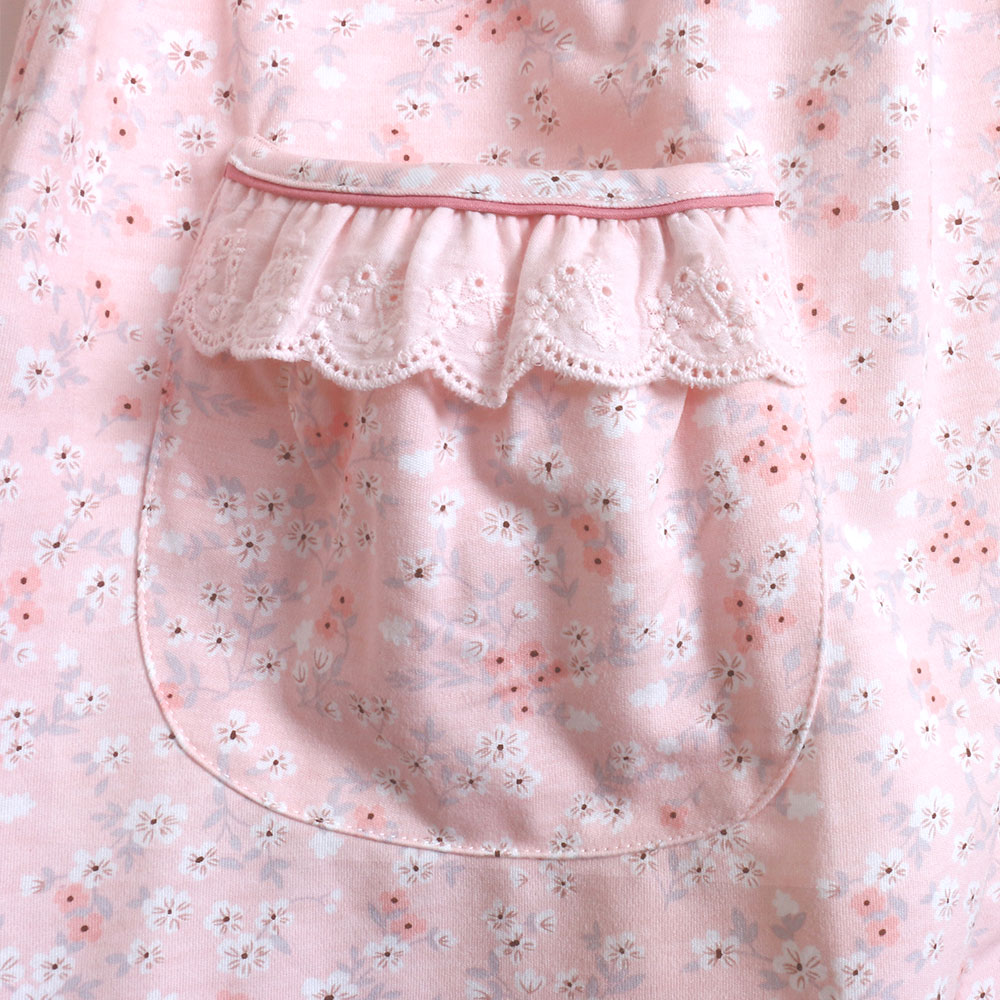 田園小花 柔軟舒眠棉質 睡衣睡褲成套組(粉色)