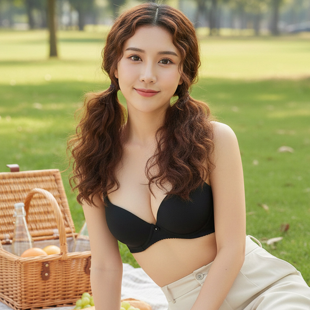 MIT台灣製 極簡 素面格紋 透氣 低脊心內衣(黑)BC罩杯