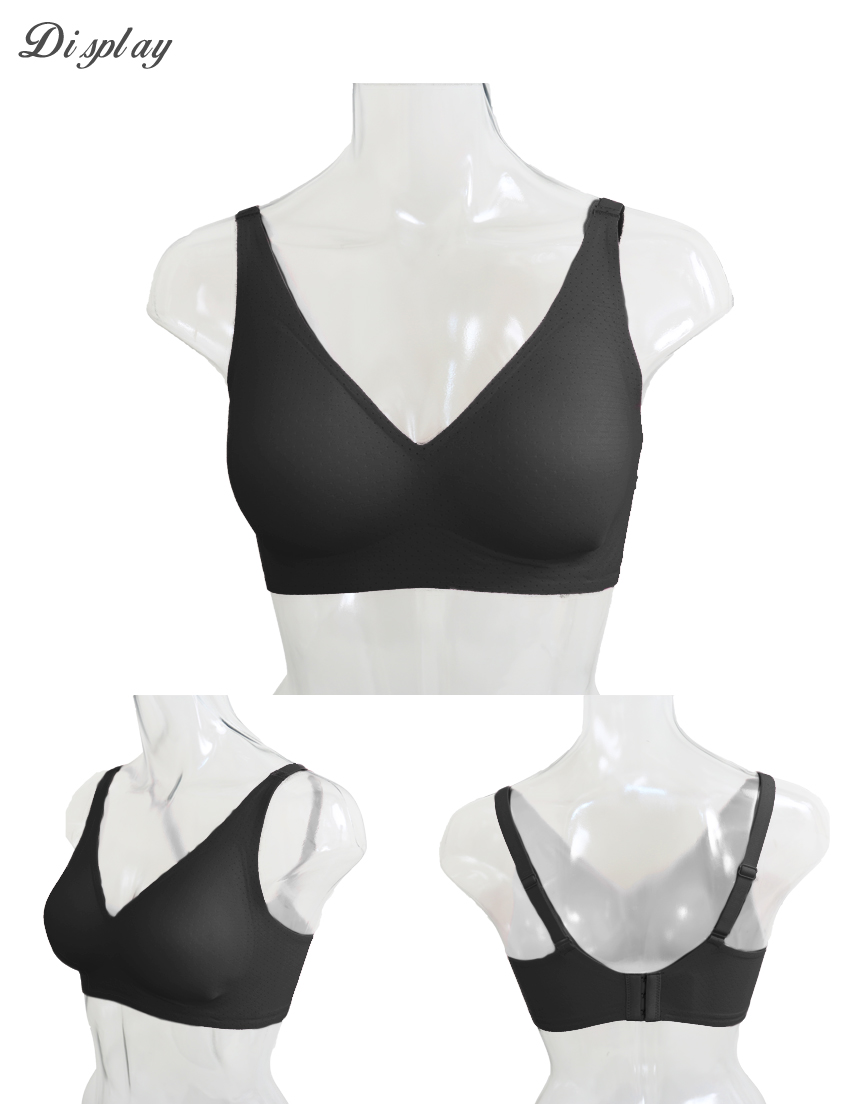高通透呼吸洞洞 無鋼圈果凍無痕胸衣(黑)