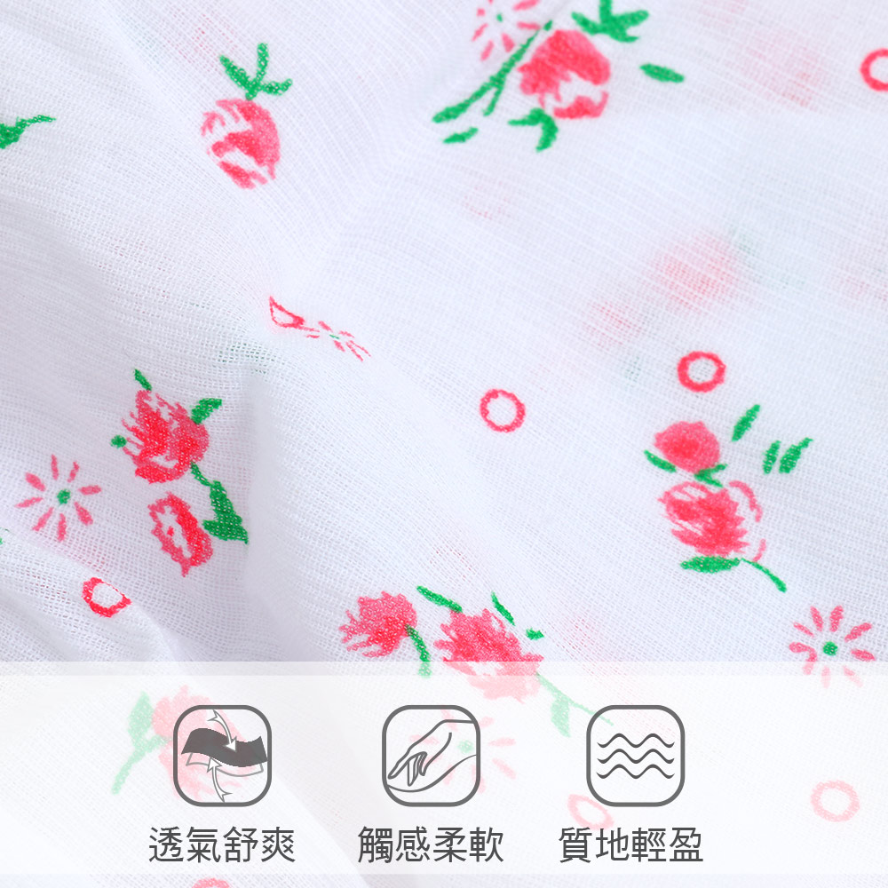 MIT台灣製 100%純棉竹紗 小碎花 女平口褲(白)