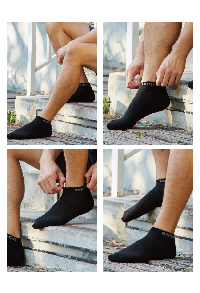 素色 低筒 機能運動襪(黑)