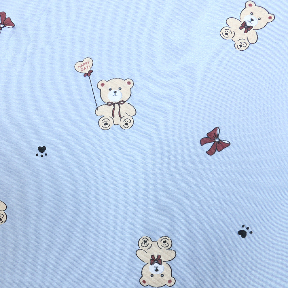 掬米熊熊 柔軟舒眠棉質 睡衣睡褲成套組(藍)