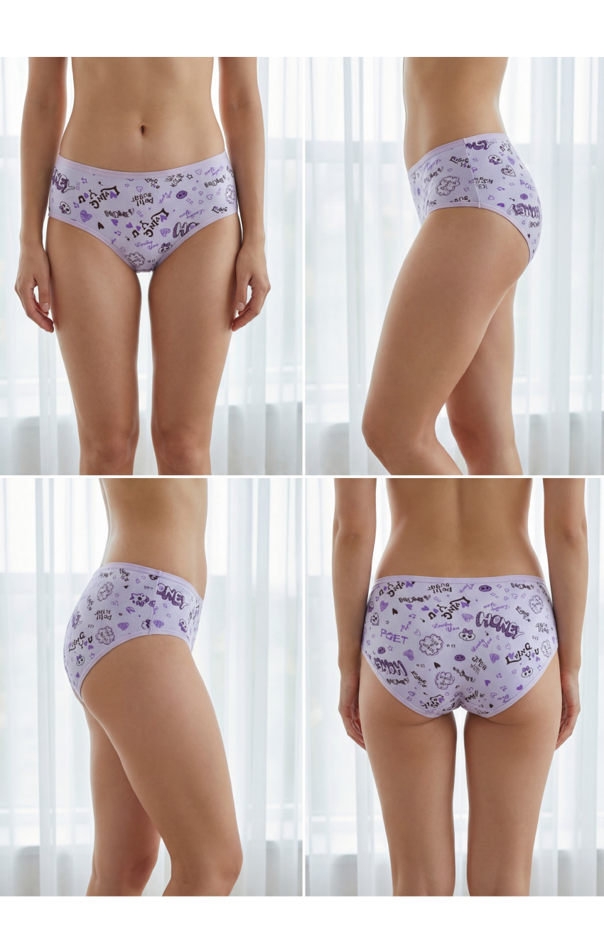 甜心骷顱棉質三角褲 3件組(隨機色)