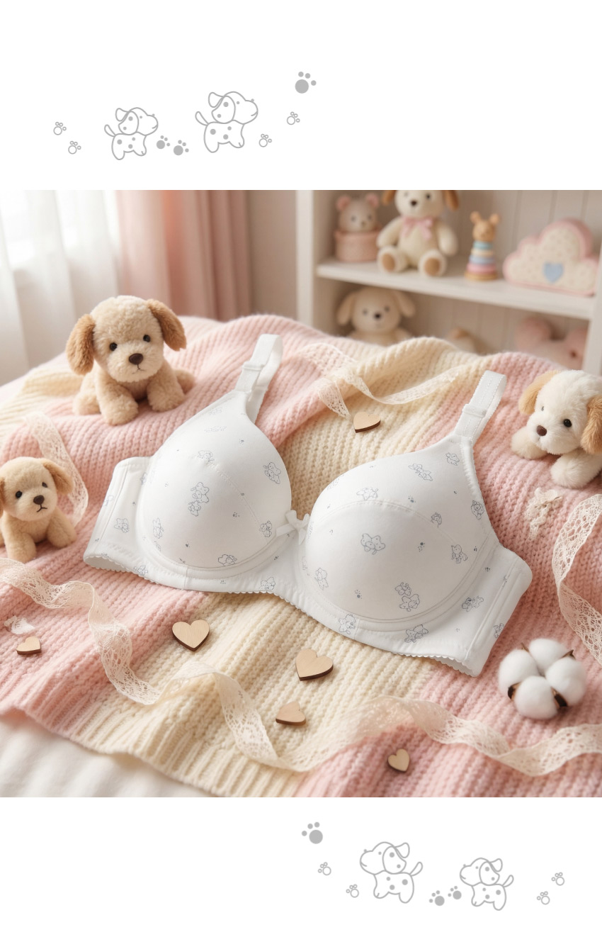 快樂狗狗少女內衣(軟鋼圈)(灰)BCD