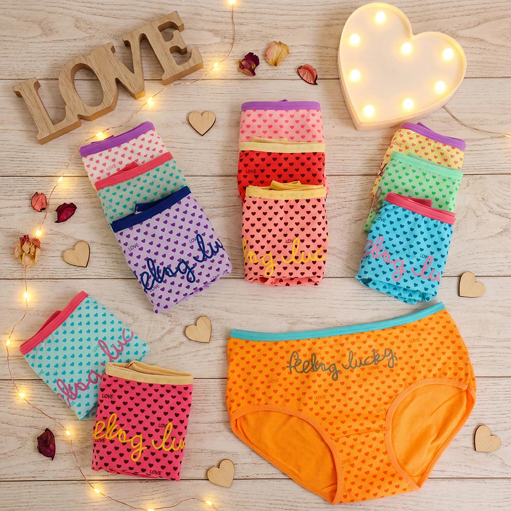 繽紛少女貼身三角褲 12件組(隨機款 隨機色)