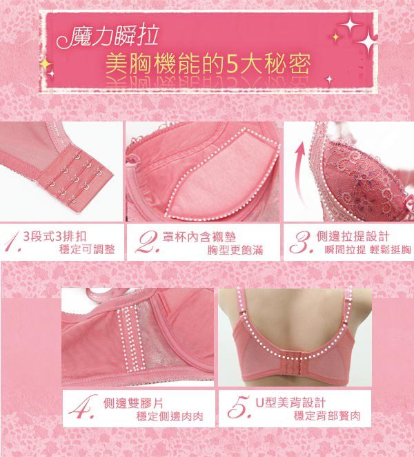 《零碼出清》魔力瞬拉。浪漫蕾絲內衣(粉橘)42D