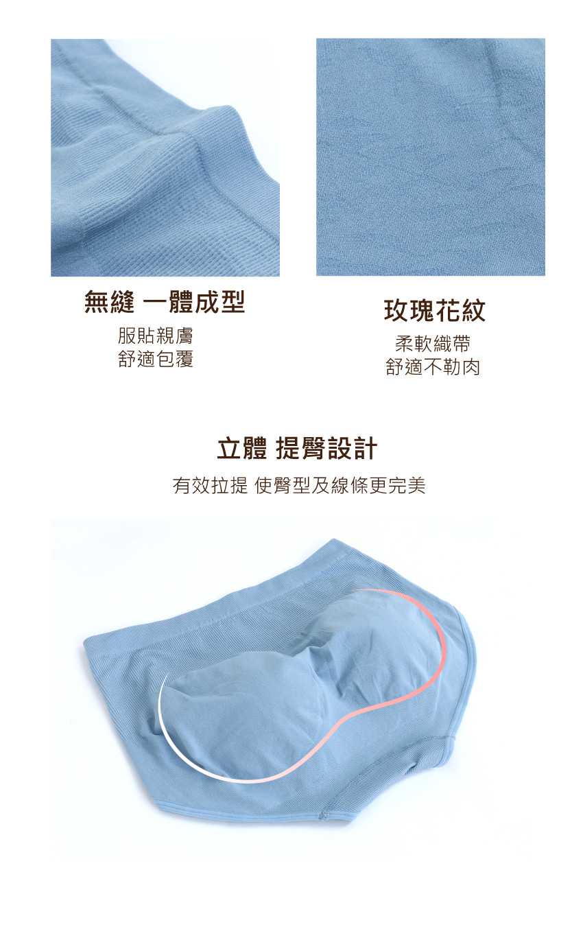《竹炭．無縫》一體成型中腰三角褲(灰藍色)