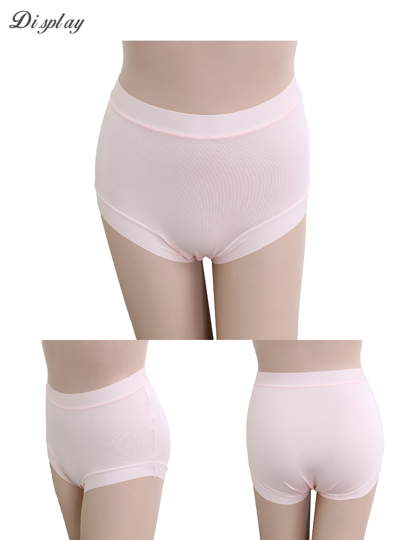 高腰 莫代爾 抑菌素面無痕貼身褲 (隨機色) 3件組 加大碼