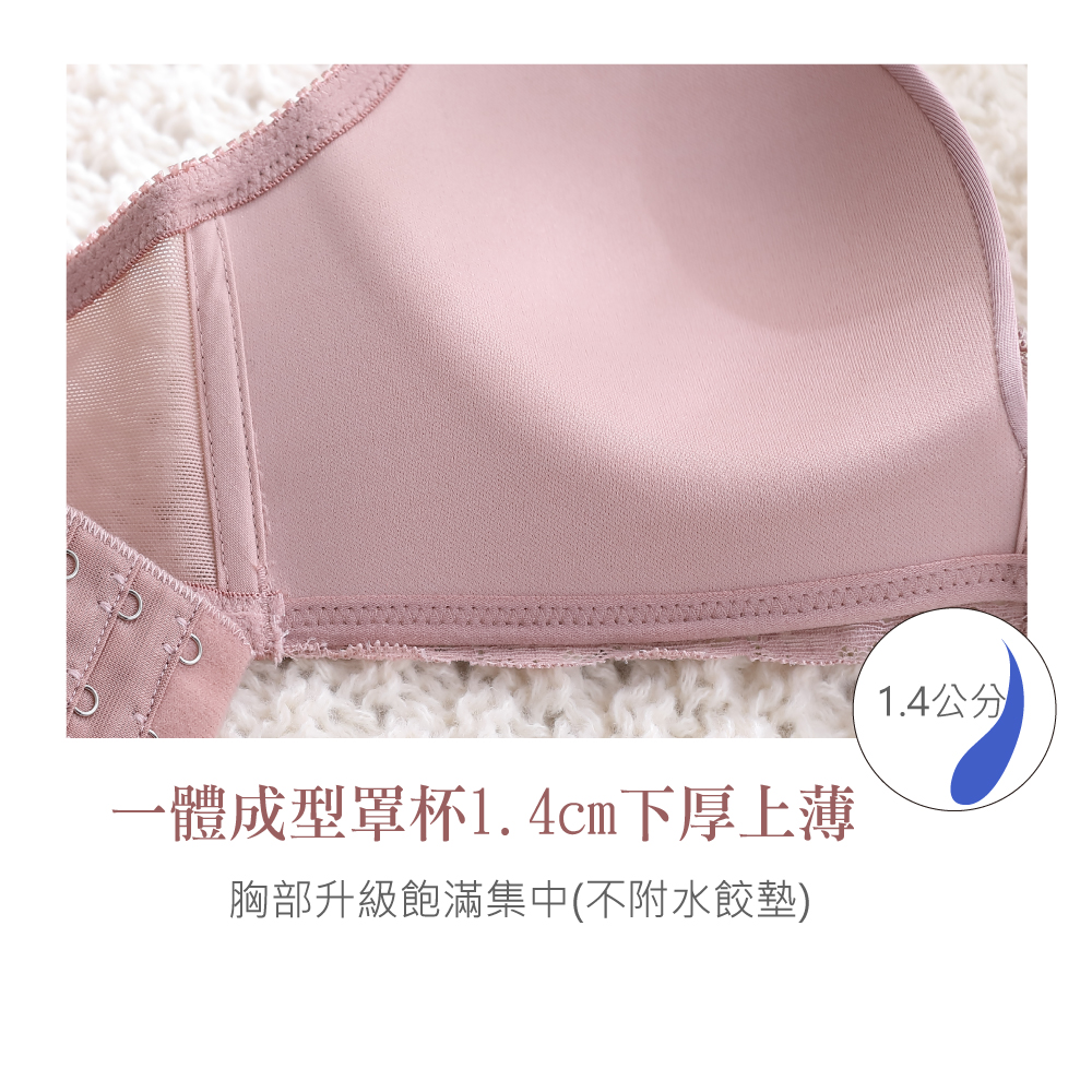 夕光蕾絲 無鋼圈無痕低脊心內衣(藍色)